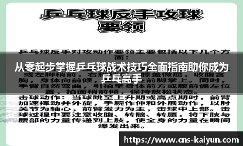 从零起步掌握乒乓球战术技巧全面指南助你成为乒乓高手